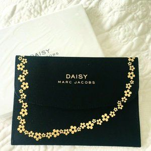 SALE! Luxe Aesthetic MARC JACOBS Clutch Pouch Cosmetic Bag Black w Gold Flowers